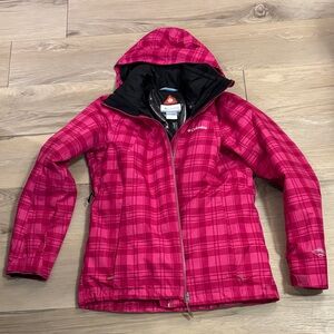 Columbia Women's Vibrant Pink Checkered Ski Jacket